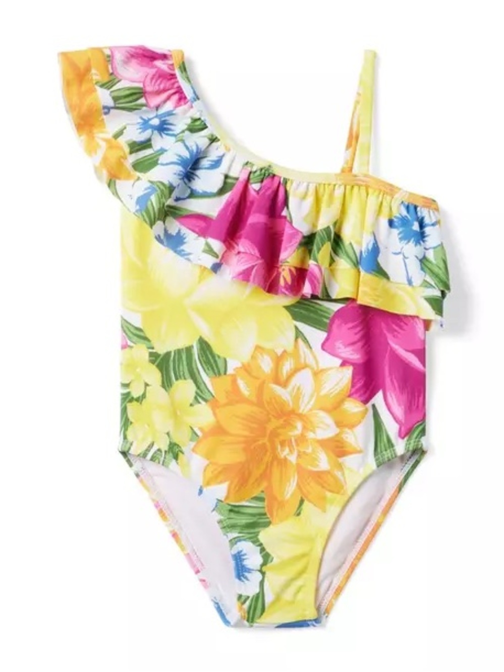 Janie and Jack Recycled Floral Ruffle Swimsuit Yellow Brick Road Girls Sz 7